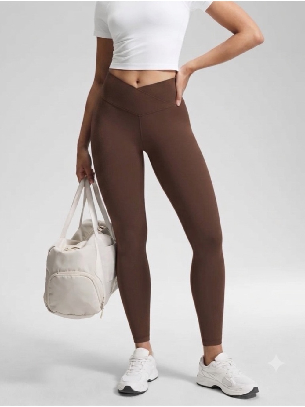 NWT CRZ Yoga Crossover Legging Brown Size Extra Small XS 25”